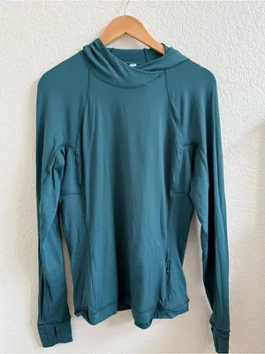 Lululemon it’s Rulu Teal Green Blue Long Sleeve Hooded‎ Top Shirt 12 thumbnail 3