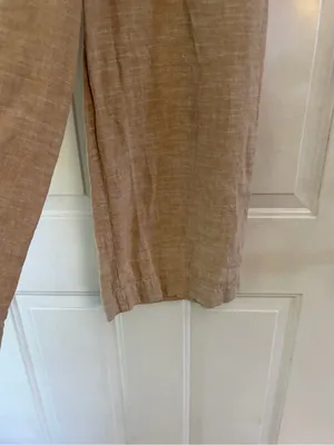 Ella Moss Kaki Color Linen Blend Wide Leg Pants M EUC Beach Vacation Travel Boho thumbnail 6