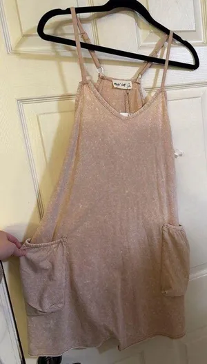 Boutique nwt fp casual tan romper spring classic active M $55 lounge thumbnail 1