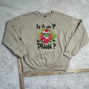 Funny The Grinch Christmas Am I A Drama Sweatshirt Large thumbnail 1