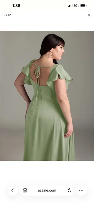 Azazie Bondi Stretch Satin Bridesmaid Dress dusty sage thumbnail 2