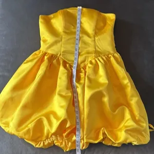 Short Yellow Strapless Homecoming Prom Dress Corset Back Bow Puffy Skirt Size M thumbnail 13