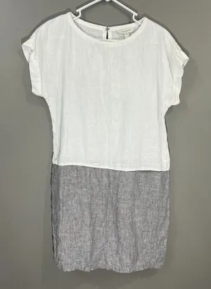 Garnett Hill Linen Color Block Relaxed Fit Shift Dress thumbnail 1