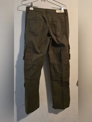Love women s Olive Cargo Pants - Military Green Utility Style thumbnail 7