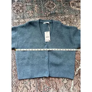 NA-KD Oversized Knitted Cardigan NWT Cozy Light Blue Chunky Sweater Size Small thumbnail 10