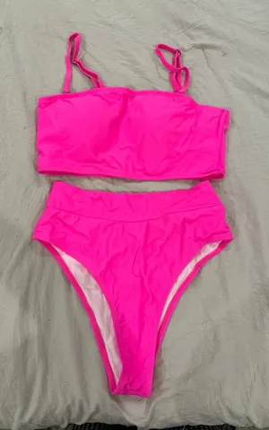 Amazon Neon Pink High-Waist Bikini Set thumbnail 1