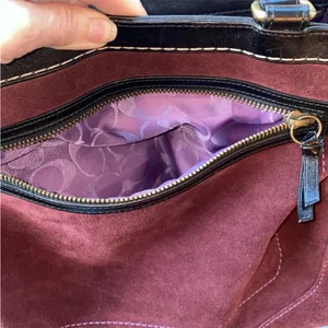Coach Burgundy Suede Hampton Shoulder Bag thumbnail 10