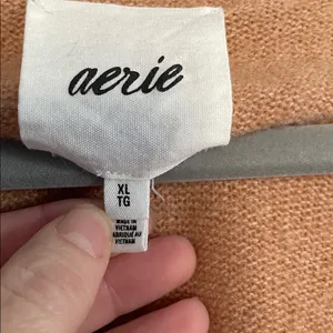 Aerie Brown and Cream Striped V-Neck Sweater thumbnail 2