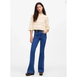 Madewell Sweater Womens Large Sand‎ Beige Cotton Blend Knit Bell Sleeve NU548 thumbnail 2