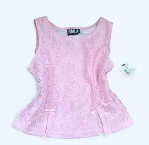 NEW NWT Vintage Y2K Fairy Dainty Coquette Pink Lace Tank Top Shirt Blouse Bows Slit Fitted Corset Sleeveless Made in USA thumbnail 1