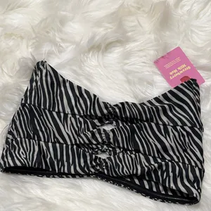 Strawberry Milk Mob Zebra Print Bikini Tube Crop Top Cut Out Strapless Swimsuit thumbnail 4
