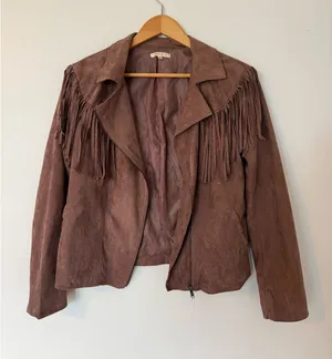 Faux Suede Fringe Jacket Multiple thumbnail 1