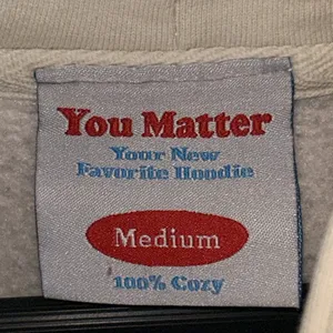 You Matter Embroidered Unisex Solid Eggshell Pullover Sweatshirt Hoodie White Size M thumbnail 7