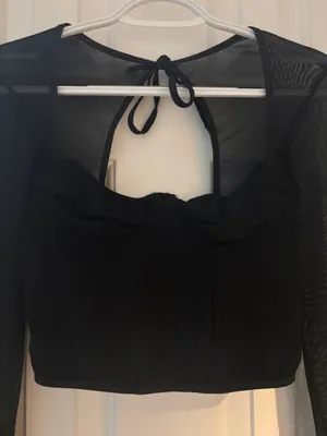 Black Shein Corset Crop Top Mesh thumbnail 4