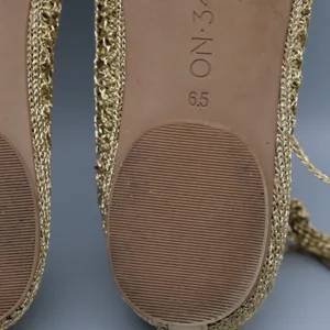 On 34th Kassiani Ballet Flats Lace Up Crochet 6.5 Gold Metallic Knit Ghillie thumbnail 4