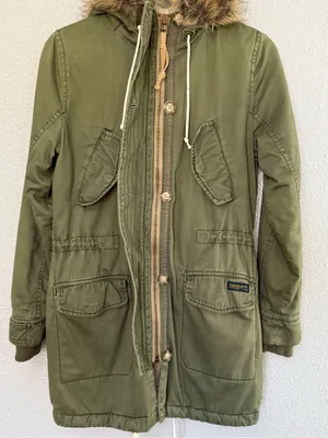 Abercrombie & Fitch Parka Jacket Size XS Faux Fur Trim thumbnail 2