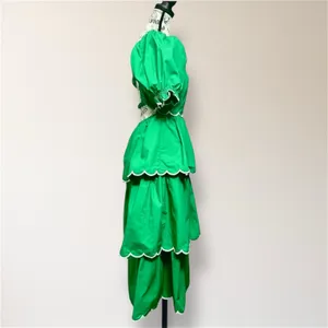 Anthropologie English Factory Green Tiered Maxi Dress Puff Sleeve Autumn Wedding thumbnail 4