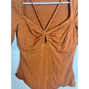 ASTR The Label Rust Orange Strappy Sweetheart Ribbed Bodysuit Medium AC50130‎ thumbnail 3
