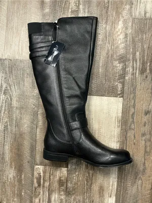 Naturalizer Black Leather Knee High Buckle Boot Size 8.5W Wide Calf thumbnail 10