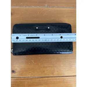 Kate Spade Beale Street Logo Stamp Patent Leather Accordion Wallet‎ Black Read! thumbnail 11