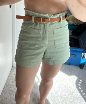Green ZARA Shorts High-Waisted thumbnail 1