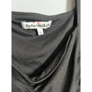 Reformation Suvi Knit Midi‎ Dress Size Large Black Ruched Jersey thumbnail 6