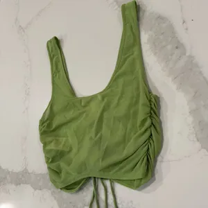 Urban Outfitters NWT Ruched Lace Up Cropped Sheer Tank Top Women’s Medium Green thumbnail 12