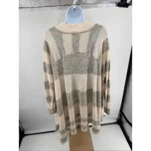 FREE PEOPLE Women's White Grey Striped Alpaca Blend Poncho Size XS/Small thumbnail 8