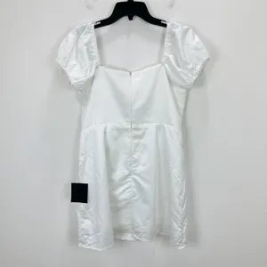 Lulus Adorable Poise White Pearl Puff Sleeve Mini Dress Satin Party Large NWT thumbnail 8
