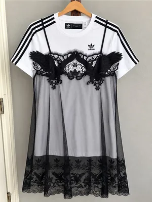 adidas x Dry Clean Only Bangkok Black Lace T-Shirt Dress Rare S thumbnail 3