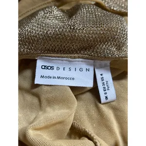 ASOS Gold Sheer Chainmail Square Neck Strappy Cami Camisole Mini Tank Dress Sz 4 thumbnail 4