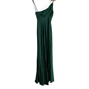 Mac Duggal Emerald Green Long One Shoulder Satin Formal Prom Gown Size 0 thumbnail 10