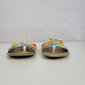 L&C Women's Slipper 6 Brown Multicolor Leather Band Strap Slip-On Flat Sandals thumbnail 7