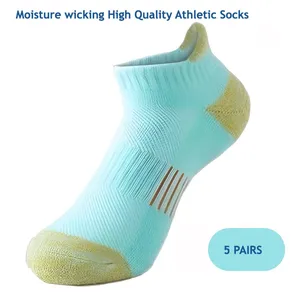 Quality Unisex Athletic Tab Socks 5 Pairs Low Cut Colorful Casual One Size NEW thumbnail 2