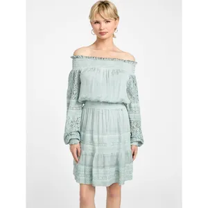 Guess Audrey Off-The-Shoulder Silk Blend Mini‎ Dress XS NWT thumbnail 2