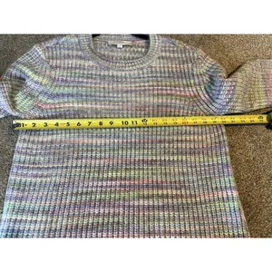 Loft Rainbow Spacedye Pastel Knit Sweater Large L‎ thumbnail 6