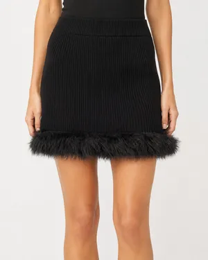 Show Me Your Mumu Fran Black Knit Faux Fur Mini Skirt Size Large thumbnail 1