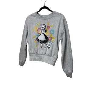 Disney Women's Alice Wonderland Graphic Crewneck Sweatshirt Heather Gray M thumbnail 3