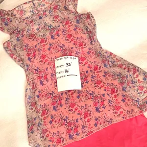 Superdry Floral Chiffon Mini Dress Pink Flutter Sleeve Layered Size Small thumbnail 5