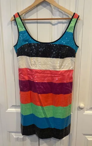Lilly Pulitzer Multi Color Sequin Stripe‎ Tank Dress Size 6 thumbnail 1