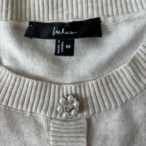 Lulus Beyond Sweet Heathered Beige Pearl Pleated Mini‎ Sweater Dress Sz M thumbnail 5