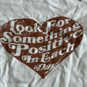 White and Brown Short Sleeve Tee with Heart Design thumbnail 2