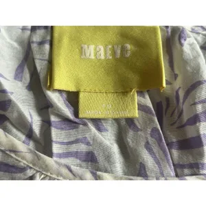Maeve Anthropologie Silk Blend White Blouse With Purple Leaf Print Boho Sunny thumbnail 8