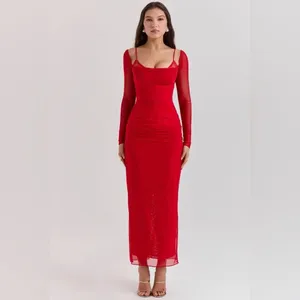 House of CB Katarina Scarlet Long Sleeve Maxi Dress thumbnail 12
