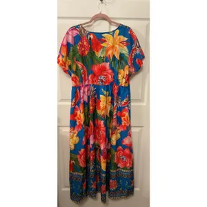 NWOT SHEIN Curve V-Neck Tropical Floral Maxi Dress, 1XL thumbnail 7