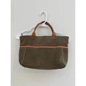 GAP Vintage Suede Leather Shoulder Tote Green thumbnail 2