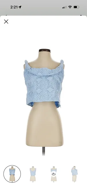 Peppermayo Diamond Sky Blue off the shoulder crop top thumbnail 3