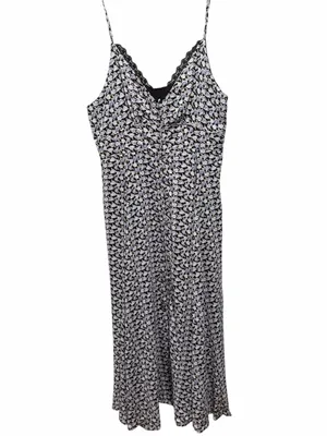 NWT In Bloom Floral Midi Slip Dress Lace Trim Button Front Cottagecore L thumbnail 3
