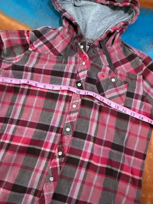 Carhartt Pearl Snap Hooded Pink Red Brown Plaid Cotton Flannel Shirt Medium thumbnail 10