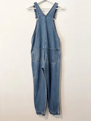 Gap Vintage Overalls Size Small Blue Rigid Denim Relaxed Straight Leg Distressed thumbnail 13